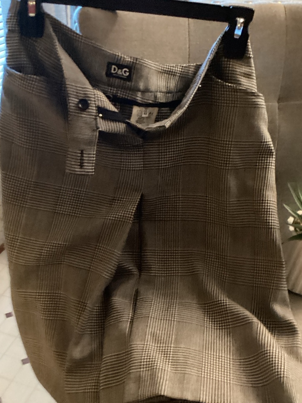 D&G Women’s Glen Plaid Dress Pants in Brown and Black